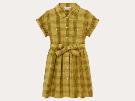 Girls Yellow Check Cotton Dress on Sale