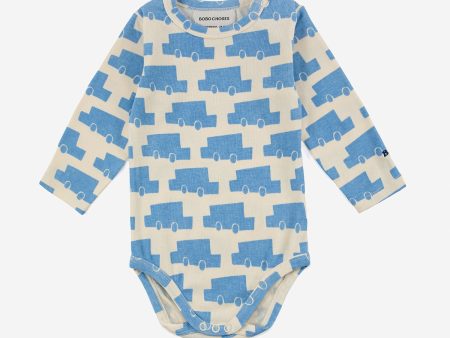 Baby Boys & Girls Blue Printed Cotton Babysuit For Sale