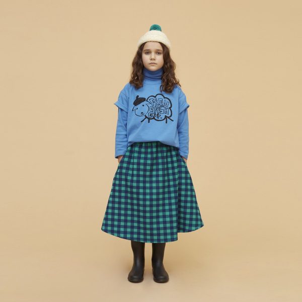 Girls Blue Check Corduroy Skirt For Discount