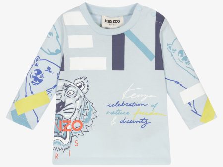 Baby Boys Blue Printed Cotton T-Shirt Online Sale