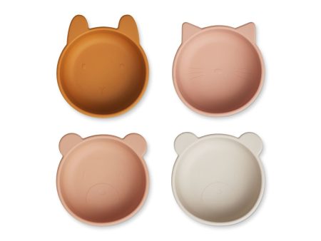 Boys & Girls Beige Bear Silicone Bowls (4 Pack) For Cheap