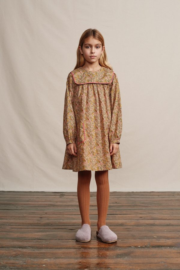 Girls Yellow Floral Cotton Dress Online Hot Sale