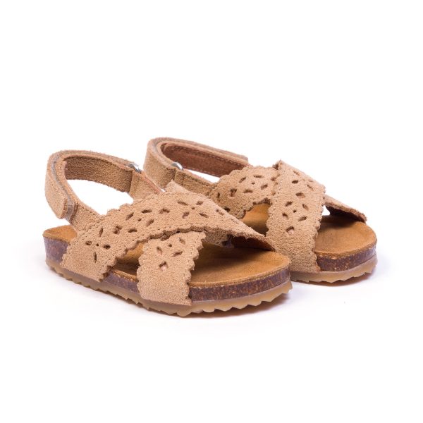 Boys & Girls Light Brown Cut-out Sandals Online now