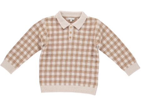 Girls Camel Check Wool Sweater Supply