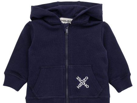 Baby Boys Navy Hooded Zip-Up Top Hot on Sale