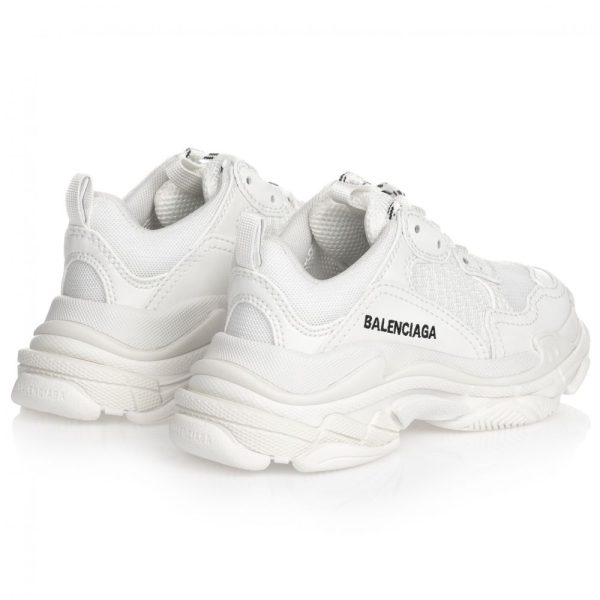 Boys & Girls White Triple S Logo Shoes Online Sale