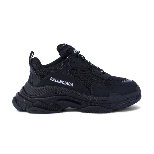 Boys & Girls Black Triple S Logo Shoes Discount