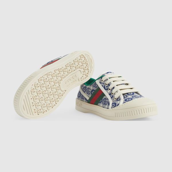 Boys & Girls Blue GG Canvas Shoes For Cheap