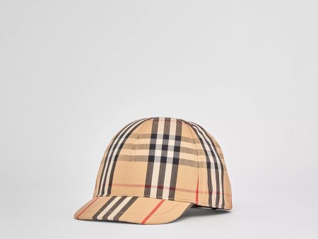 Baby Boys & Girls Beige Check Cap Online Sale