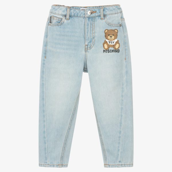 Boys & Girls Light Blue Denim Trousers For Discount