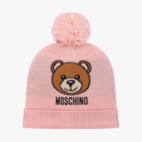 Boys & Girls Pink Logo Pom-Pom Hat For Sale