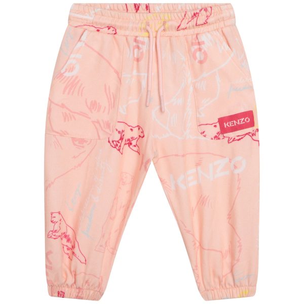 Baby Girls Pink Printed Trousers For Discount