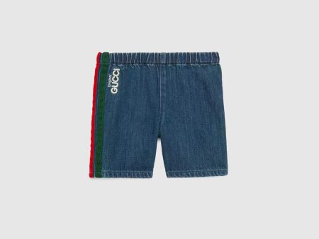 Baby Boys & Girls Blue Logo Denim Shorts Cheap