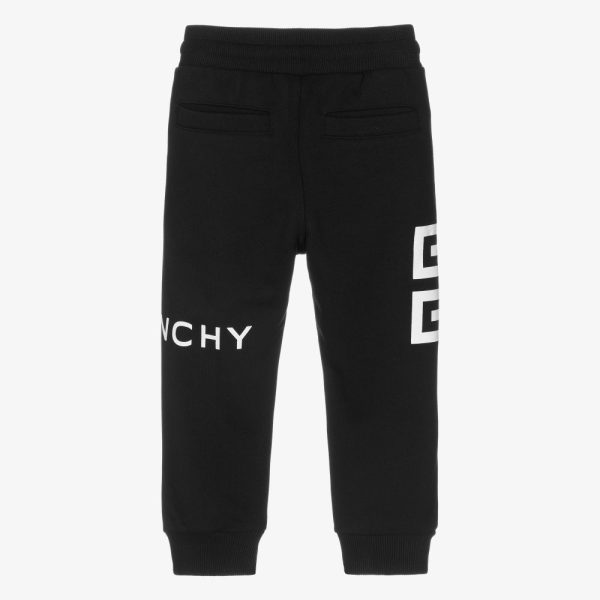 Boys Black Logo Cotton Trousers Cheap