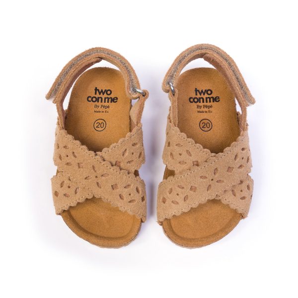 Boys & Girls Light Brown Cut-out Sandals Online now