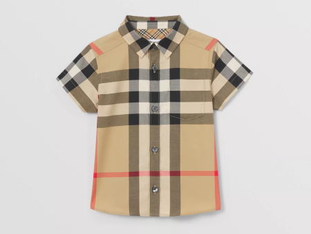 Baby Boy & Girls Beige Check Cotton Shirts Online now