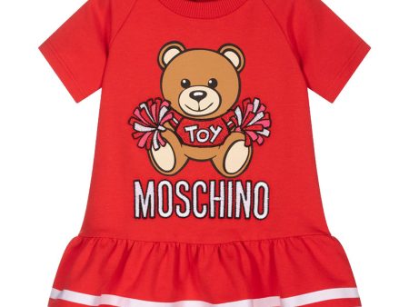 Girls Red Teddy Bear Logo Dress For Cheap