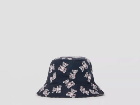 Boys & Girls Navy Printed Bucket Hat For Cheap