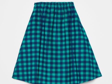 Girls Blue Check Corduroy Skirt For Discount