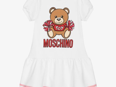 Girls White Bear Cotton Dress Online Hot Sale