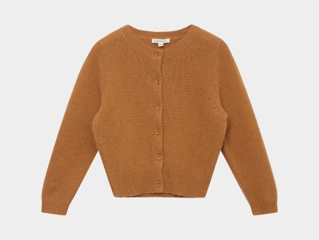 Girls Caramel Cashmere Cardigan For Discount