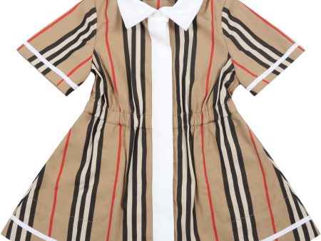 Baby Girls Beige Stripe Cotton Dress Cheap