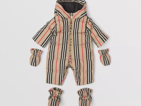 Baby Boys & Girls Beige Stripes Padded Down Babysuit Supply