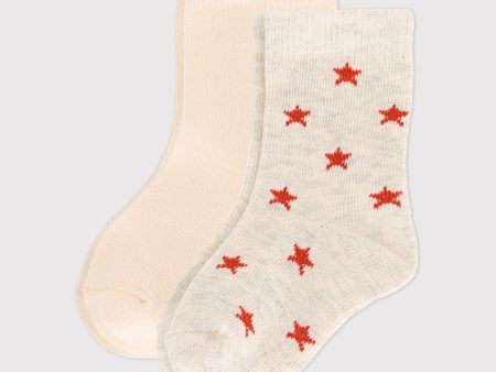 Baby Boys & Girls Beige Cotton Socks(2 Pack) For Cheap