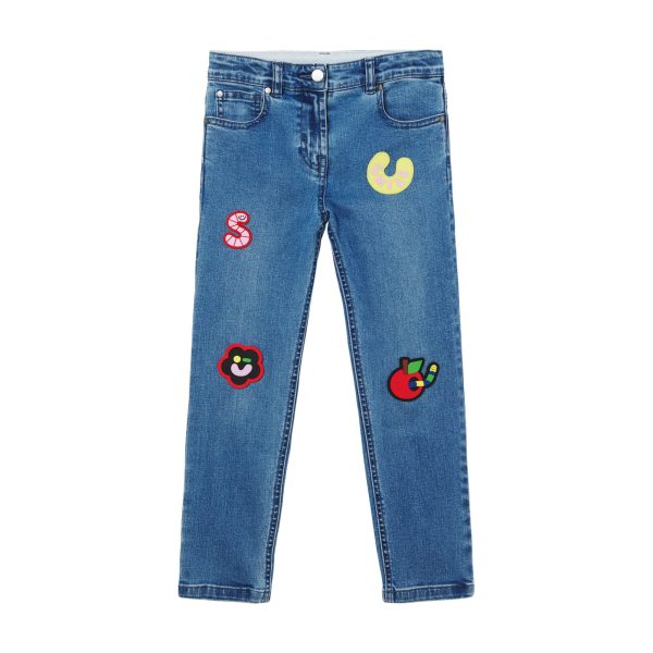 Girls Blue Denim Trousers on Sale