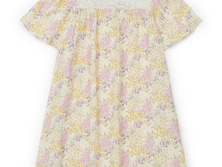 Girls Yellow Flower Cotton Dress Fashion